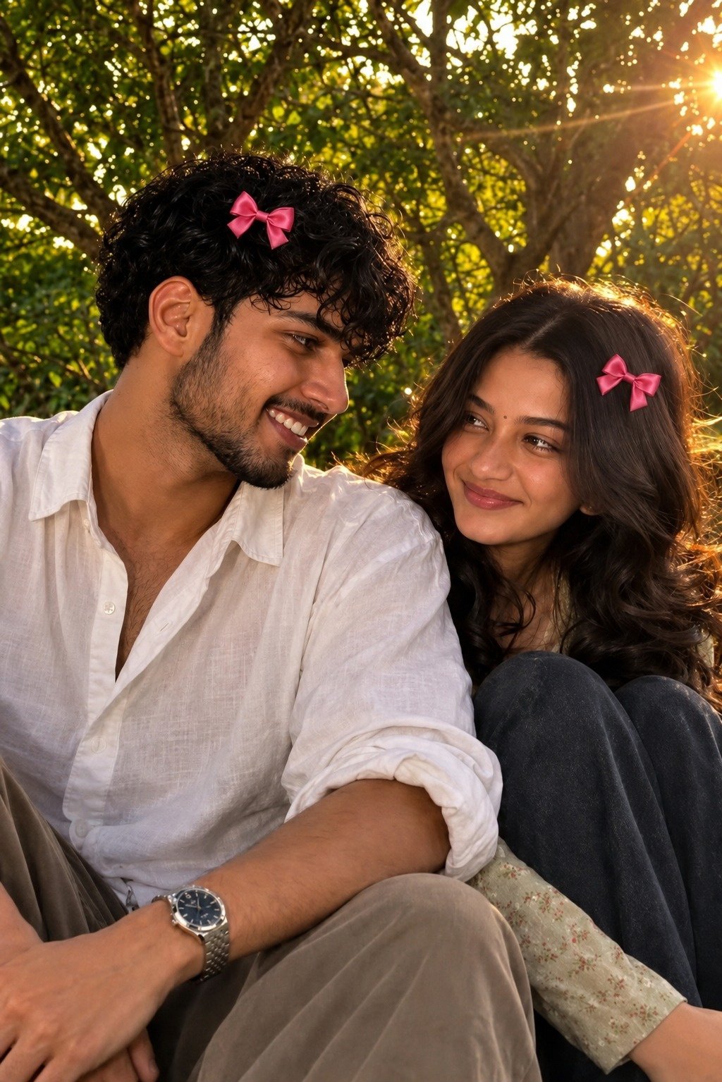 Golden hour Couple potrait | shivam ai prompts