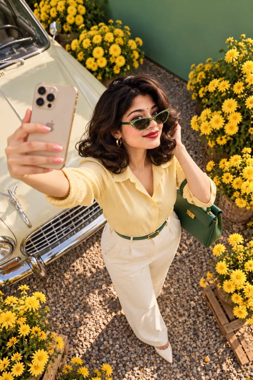 Girls Car Pose Shoot photo Editing Prompt